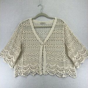 Liverpool Lace/Crochet Cardigan Size XL/1X Cream Beautiful Like New